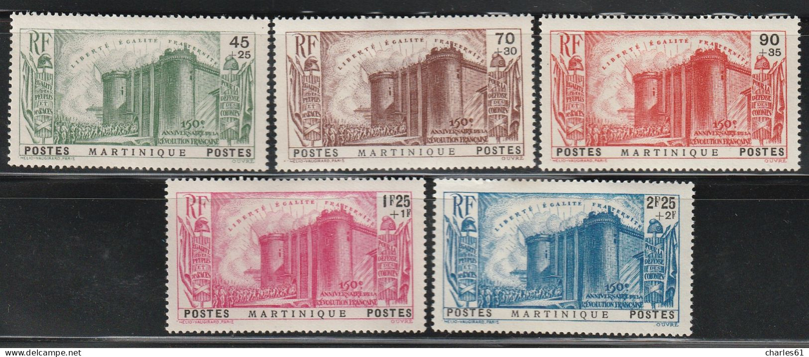 MARTINIQUE - N°170/4 * (1939) 150e Anniversaire De La Révolution. - Neufs