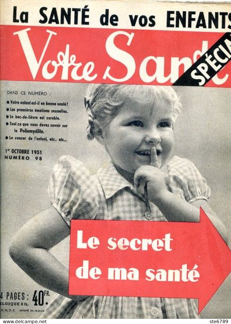 Revue  VOTRE SANTE N° 98  Octobre  1951  Beauté Hygiène Sport - Medicina & Salud
