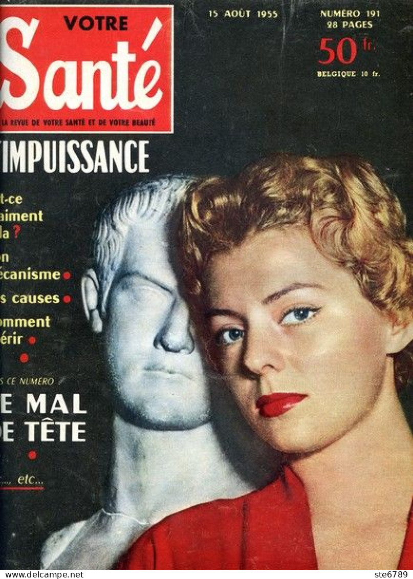 Revue  VOTRE SANTE N° 191  Aout  1955   Beauté Hygiène - Geneeskunde & Gezondheid