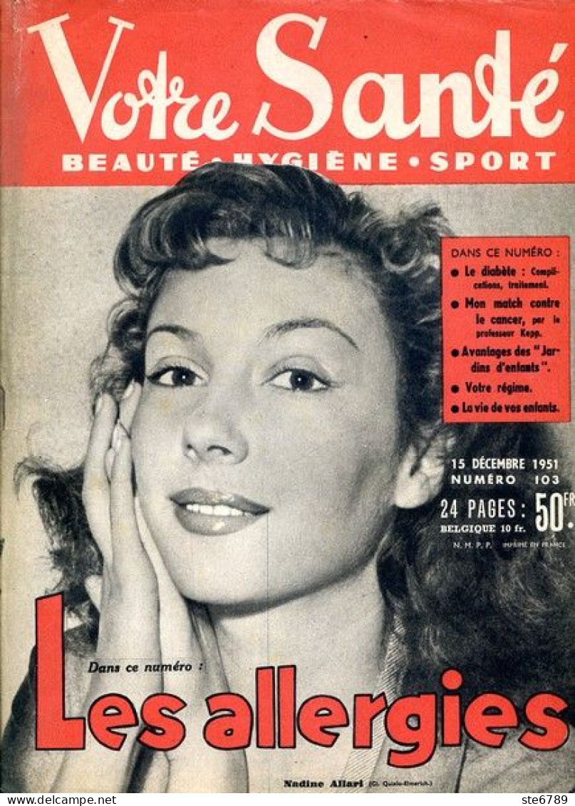 Revue  VOTRE SANTE N° 103 Décembre  1951  Beauté Hygiène Sport - Medicine & Health