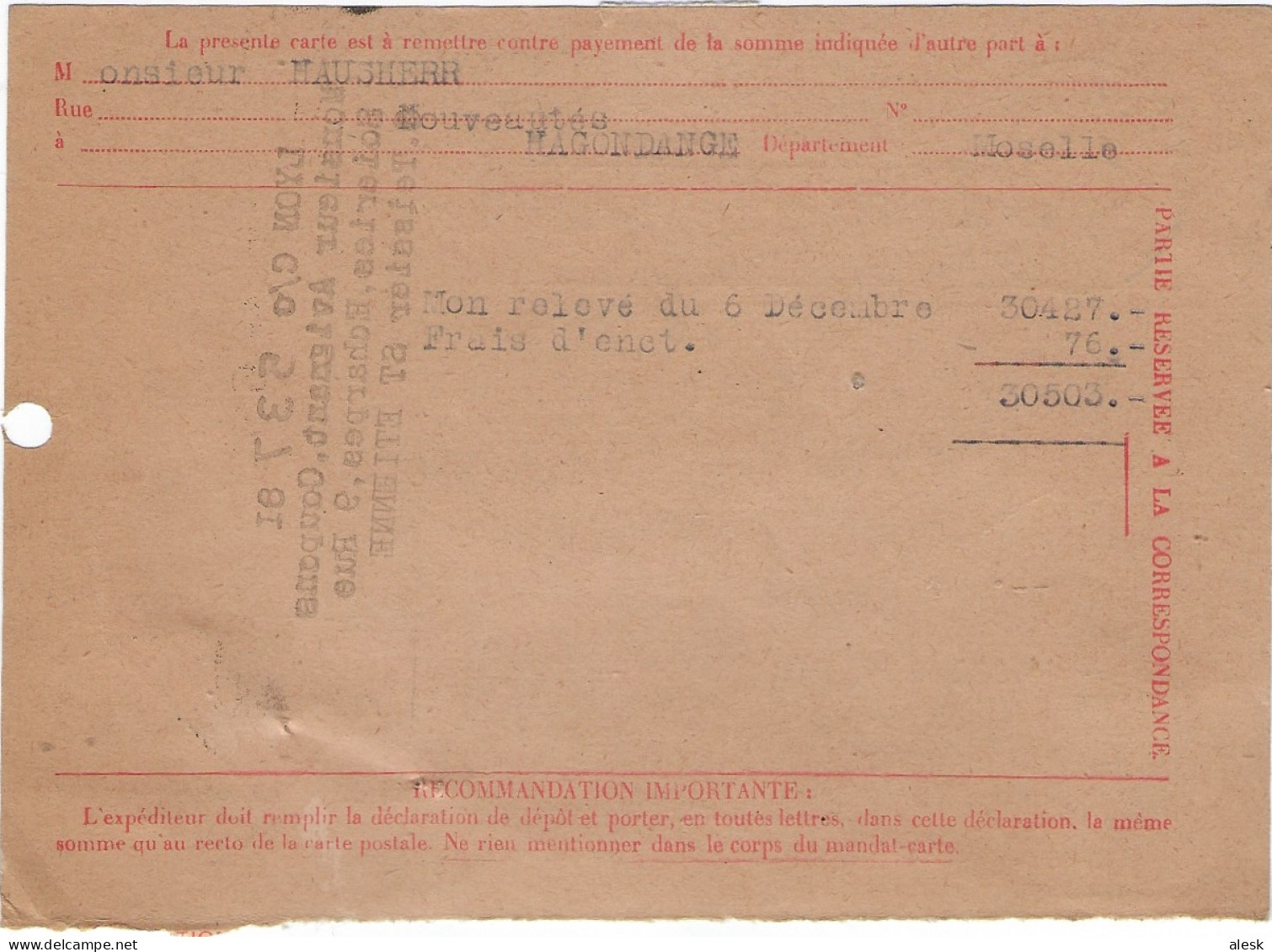 CARTE-POSTALE REMBOURSEMENT Gandon N°813 Saint-Étienne 22 Décembre 1949 Pour Hagondange - Tarif Lettre Du 6 Janvier 1949 - Tariffe Postali