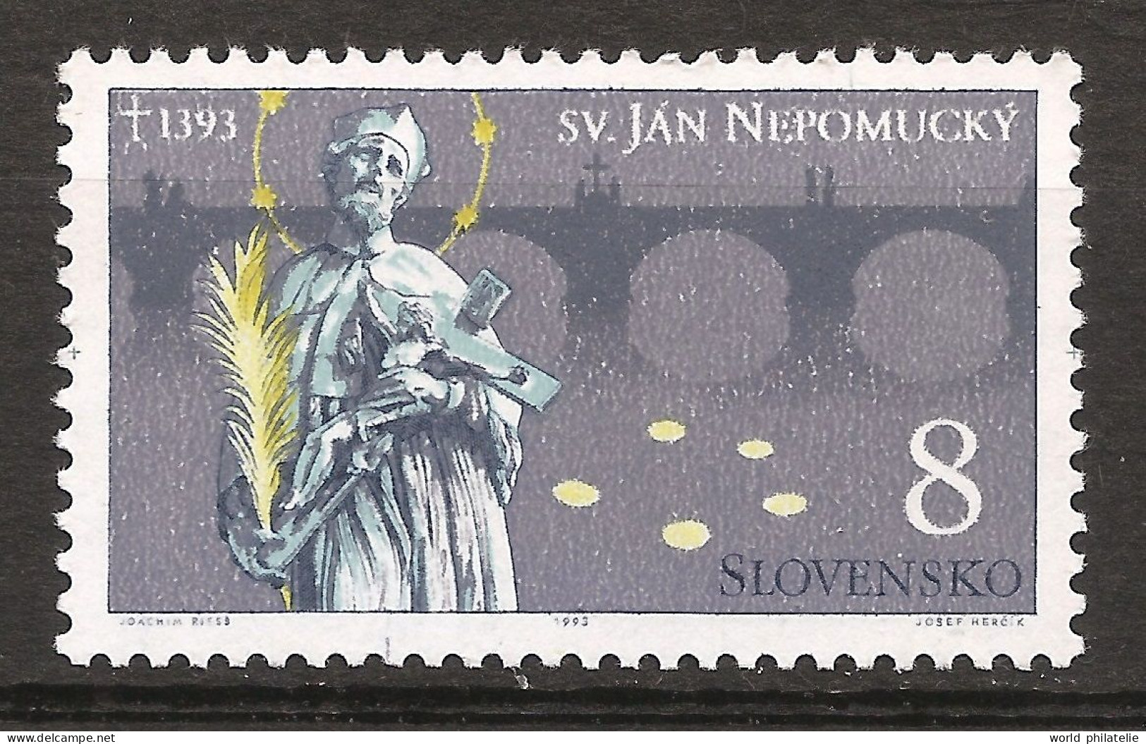 Slovaquie Slovensko 1993 N° 132 ** Emission Conjointe, Allemagne, Pont Charles, Saint Jean Népomucène, Martyr, Prague - Unused Stamps