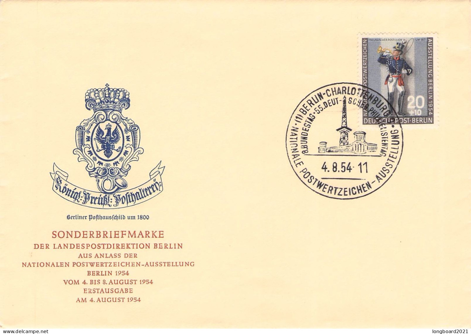 BERLIN - FDC 1954 NATIONALE POSTWERTZEICHEN AUSSTELLUNG / 6088 - 1948-1970