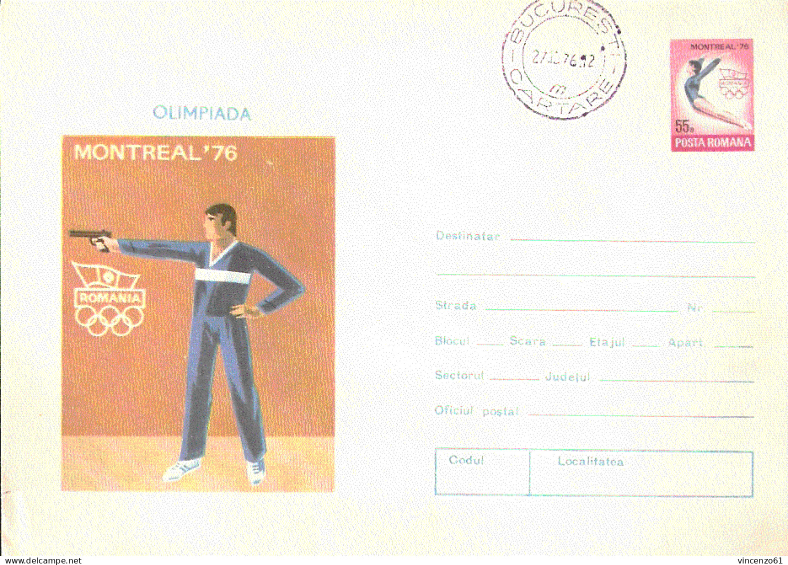 INTERO POSTALE POSTA ROMANA OLIMPIADE MONTREAL 1976 TIRO CON LA PISTOLA - Waffenschiessen