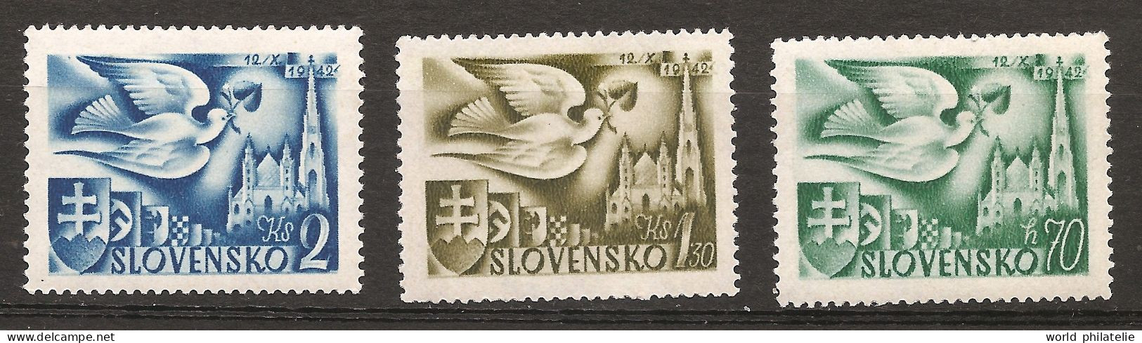 Slovaquie Slovensko 1942 N° 74 / 6 ** Vienne, Pigeon, Armoiries, Cathédrale, Amour, Coeur, Croix Gammée Nazie, Lorraine - Nuovi