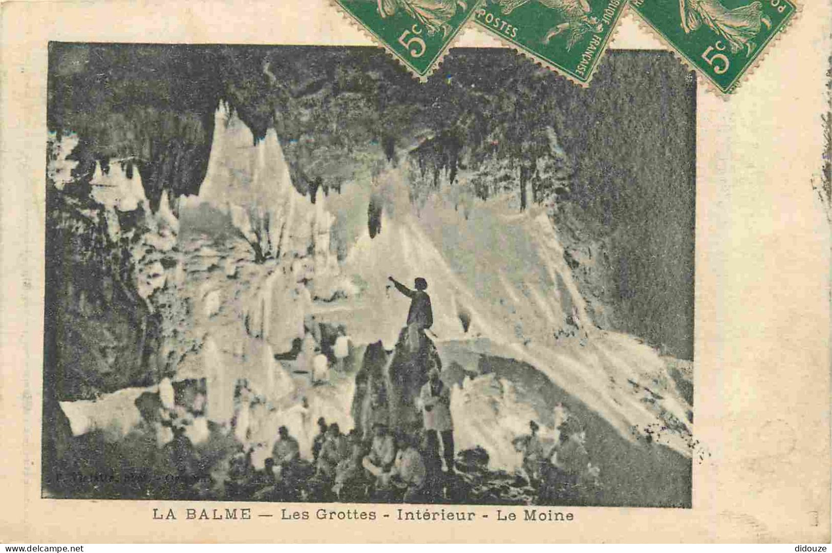 38 - La Balme - Les Grottes - Intérieur - Le Moine - Animée - CPA - Oblitération Ronde De 1917 - Voir Scans Recto-Verso - La Balme-les-Grottes