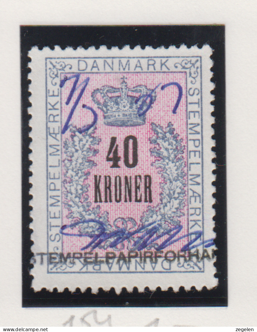 Denemarken Fiskale Zegel Cat. J.Barefoot Stempelmaerke Type 3 Nr.154 - Fiscales