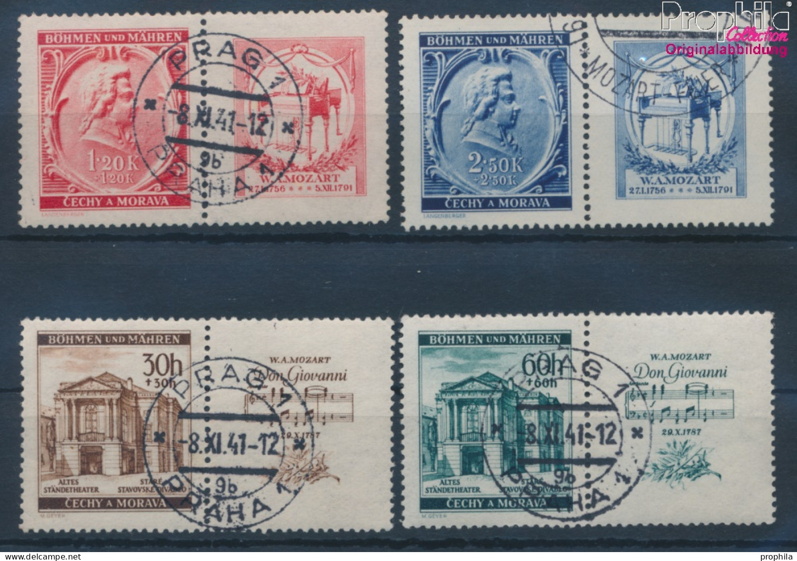 Böhmen Und Mähren 79-82 Mit Zierfeld, Lage Kann Variieren (kompl.Ausg.) Gestempelt 1941 Mozart (10351431 - Used Stamps