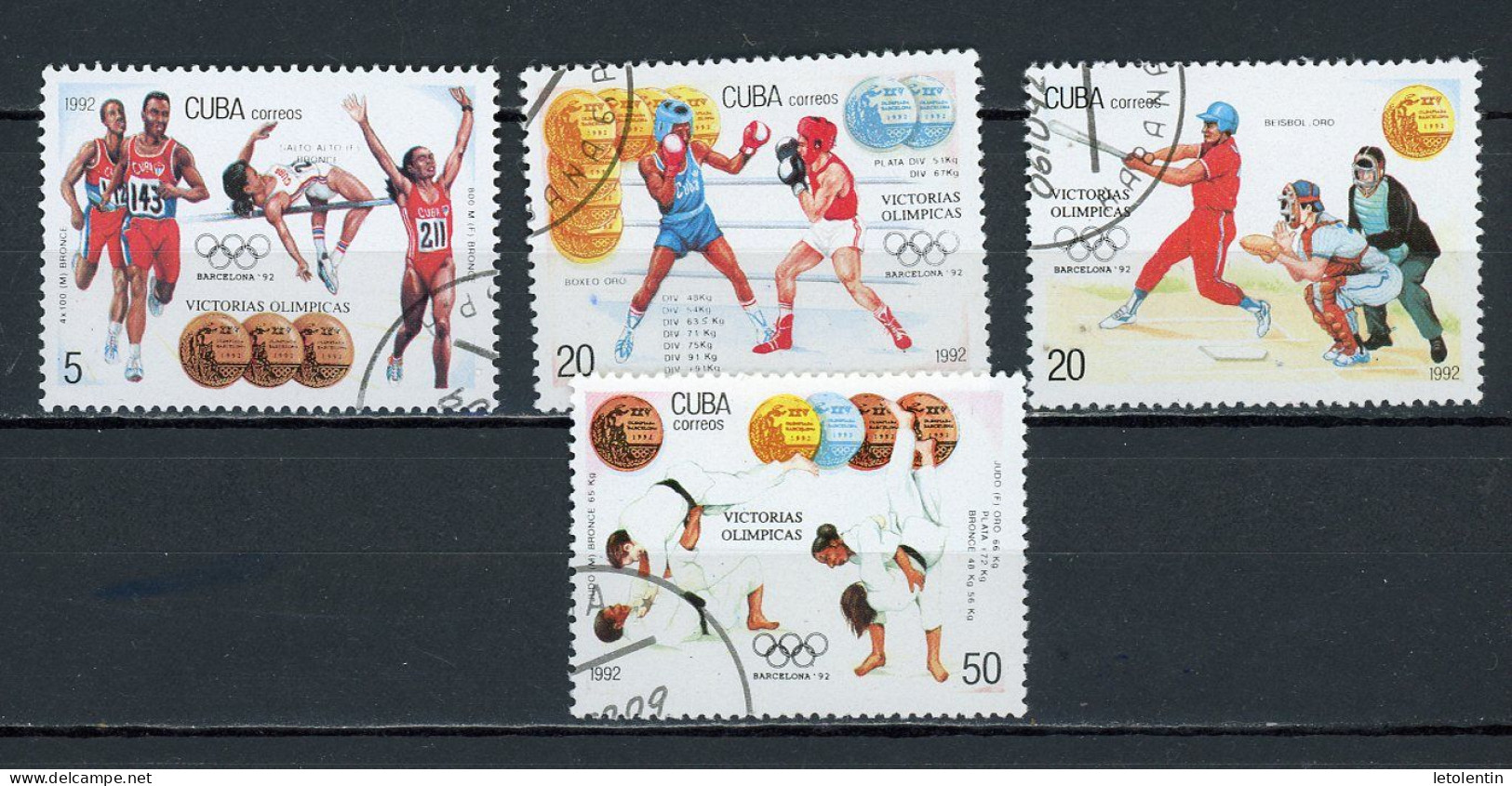 CUBA -  JO BARCELONE 92  N°Yt 3243+3247+3248+3249 Obli. - Used Stamps