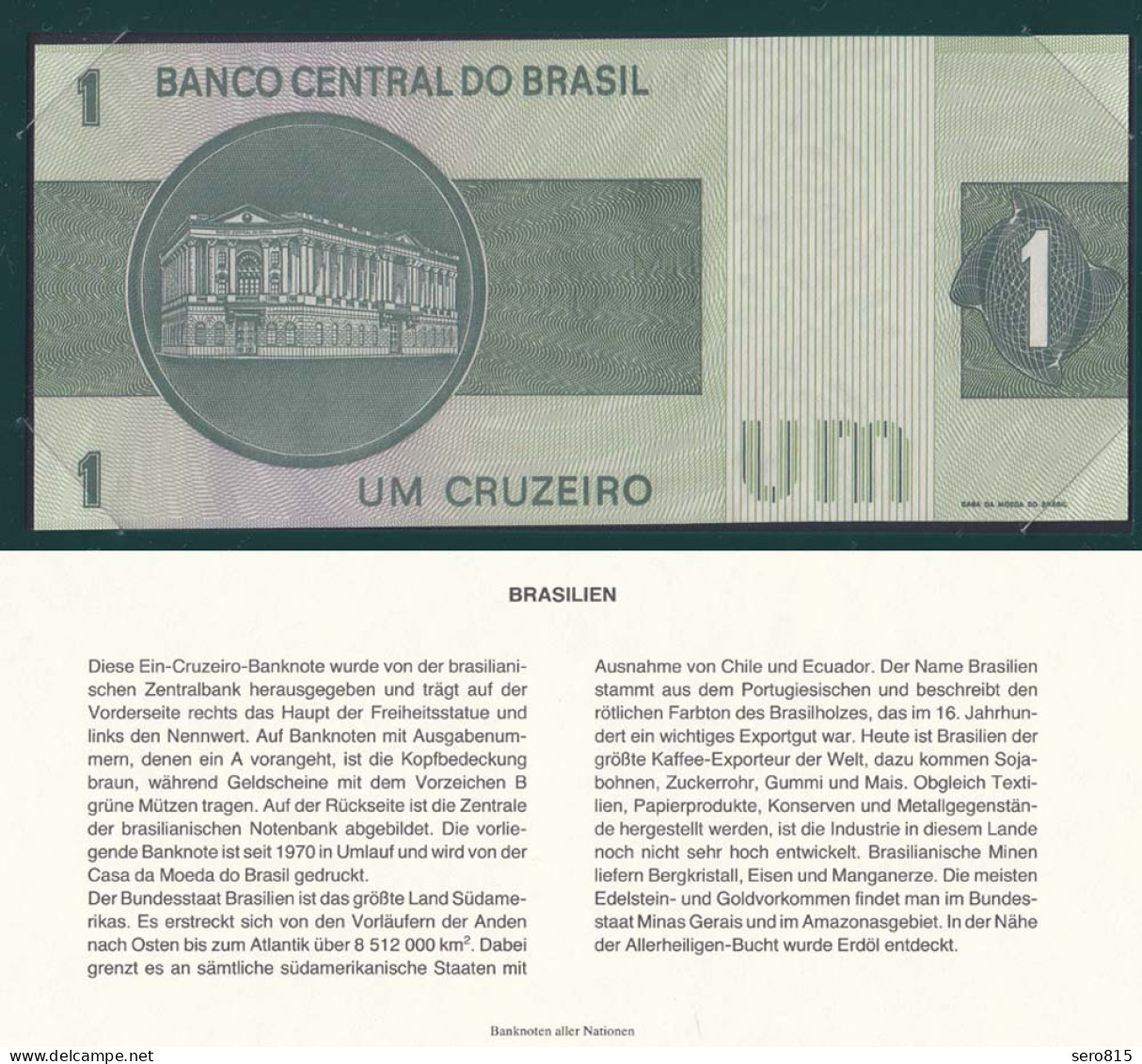 BRASILIEN - BRAZIL 1 Cruzeiro (1980) Pick 191Ac UNC Banknotes Of All Nations UNC - Other - America