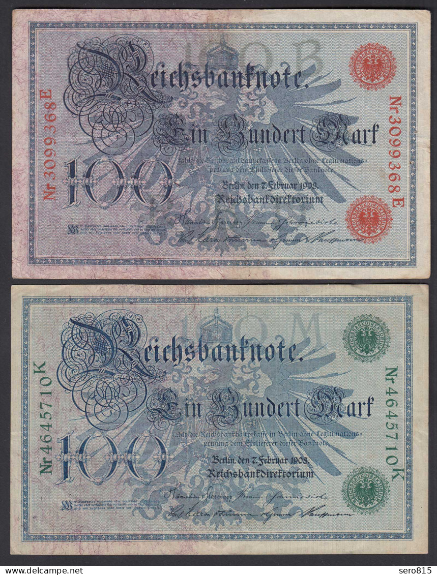 Ro 33b + 34 - Je 100 Mark 1908  Udr B + M Serie E + K    (24363 - Other & Unclassified