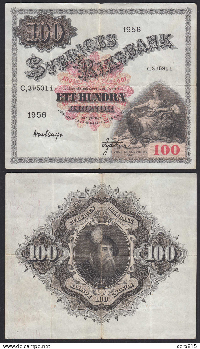 Schweden - Sweden - Sveriges 100 Kronor 1956 Pick 45b F (4)   (31159 - Suède