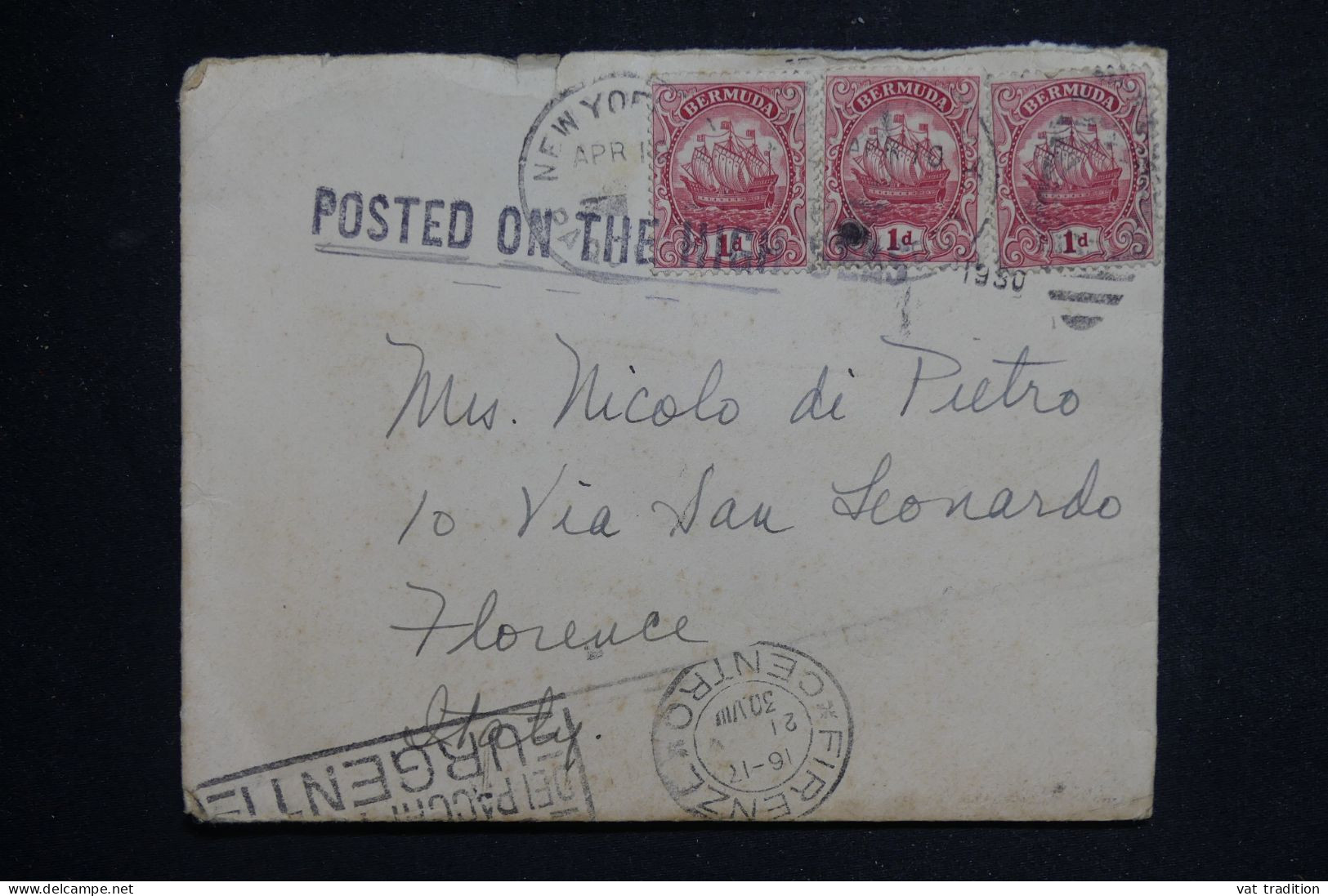 BERMUDES - Enveloppe Pour L'Italie En 1930 Via New York  - L 150166 - Bermuda