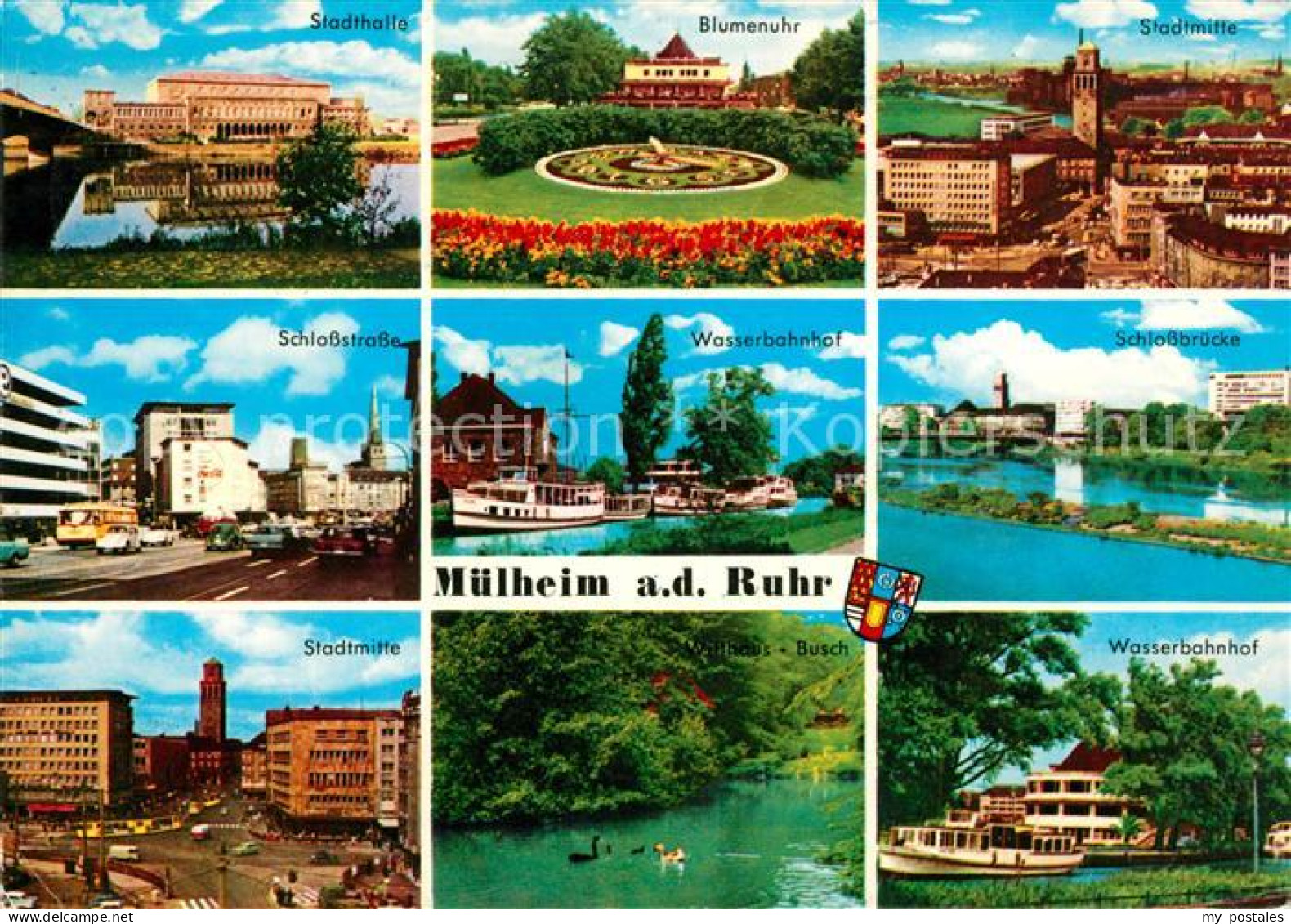 73071939 Muelheim Ruhr Stadthalle Schlossstrasse Stadtmitte Blumenuhr Wasserbahn - Muelheim A. D. Ruhr