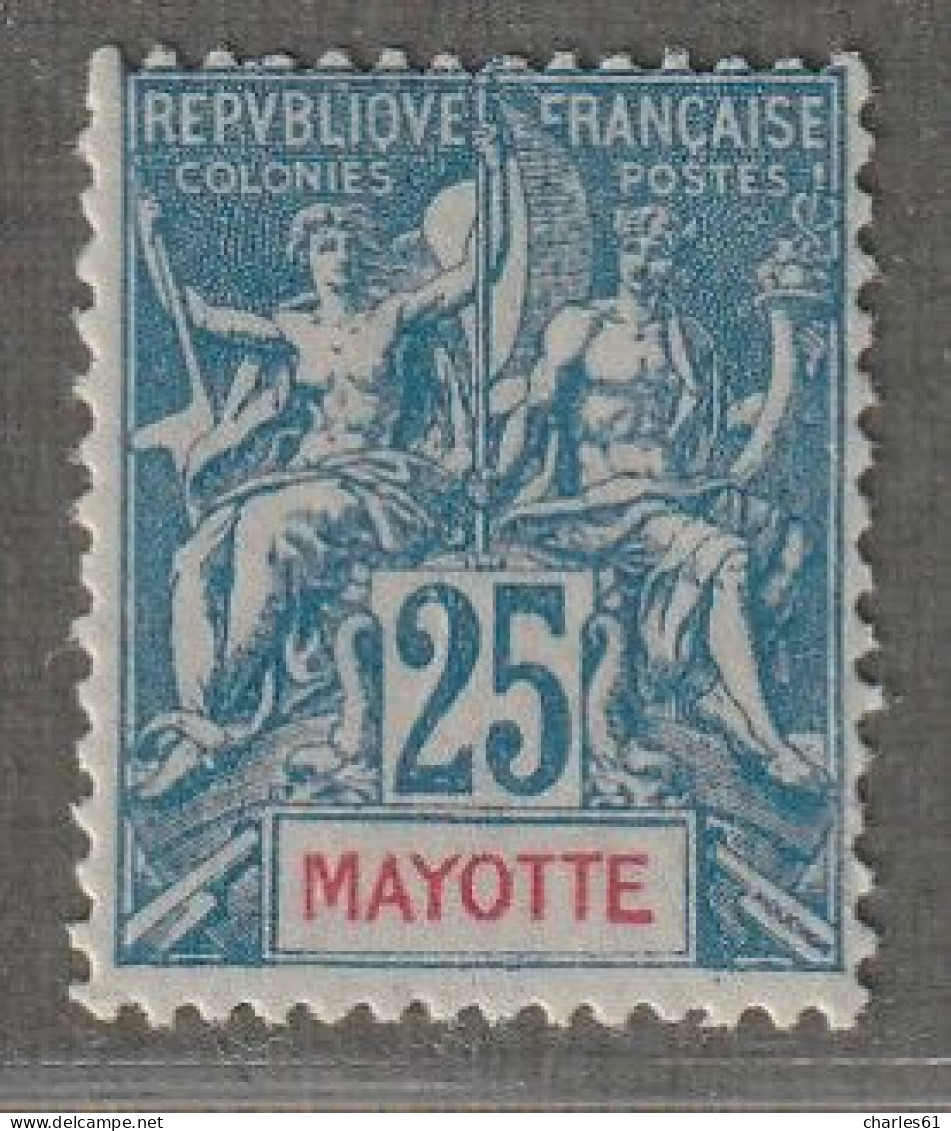 MAYOTTE - N°17 * (1900-07) 25c Bleu - Ongebruikt