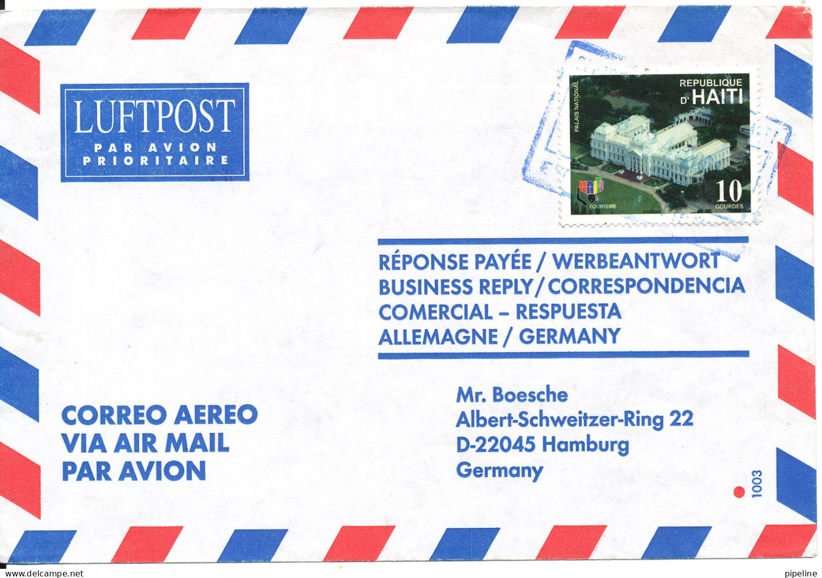 Haiti Air Mail Cover Sent To Germany 2001 Single Franked - Haïti