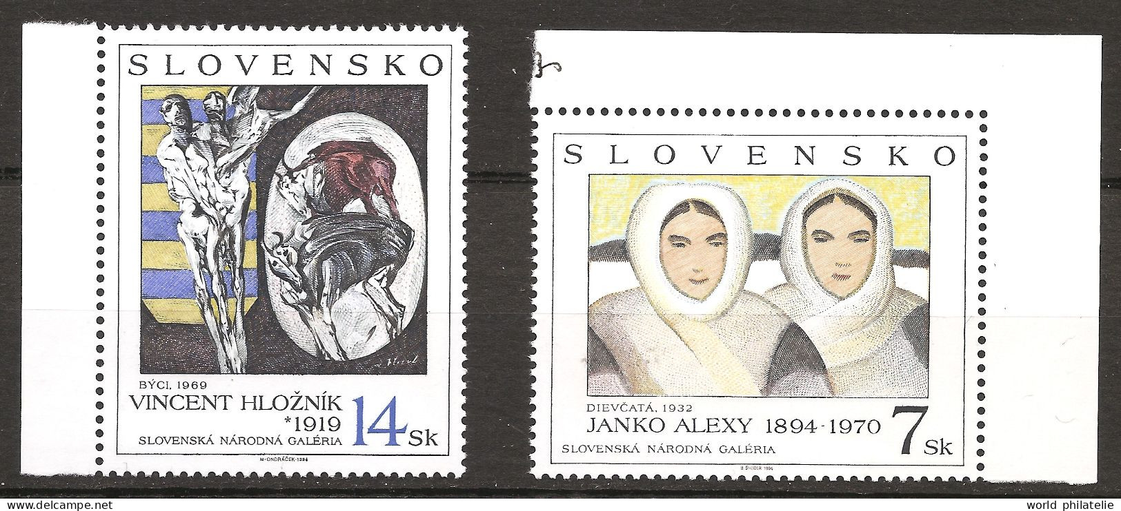 Slovaquie Slovensko 1994 N° 175 / 6 ** Tableaux, Bratislava, Fille, Eskimo, Janko Alexy, Squelette, Taureaux, Holznik - Unused Stamps