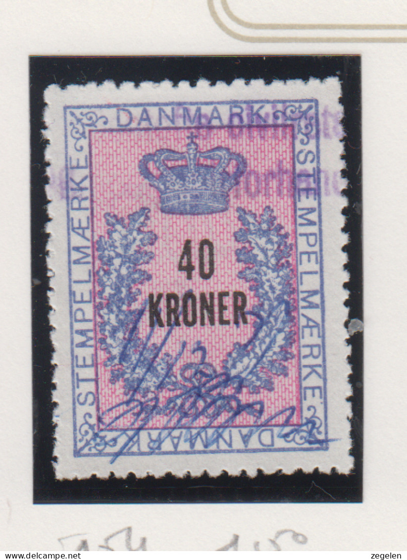 Denemarken Fiskale Zegel Cat. J.Barefoot Stempelmaerke Type 5 Nr.154 - Fiscale Zegels