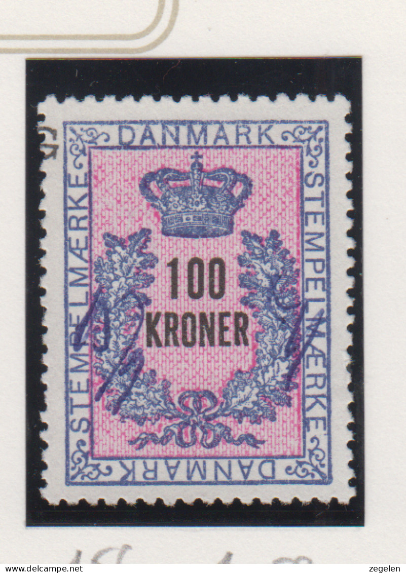 Denemarken Fiskale Zegel Cat. J.Barefoot Stempelmaerke Type 5 Nr.156 - Fiscales