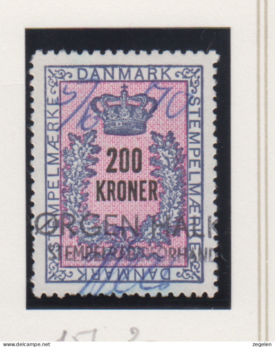 Denemarken Fiskale Zegel Cat. J.Barefoot Stempelmaerke Type 5 Nr.157 - Fiscali