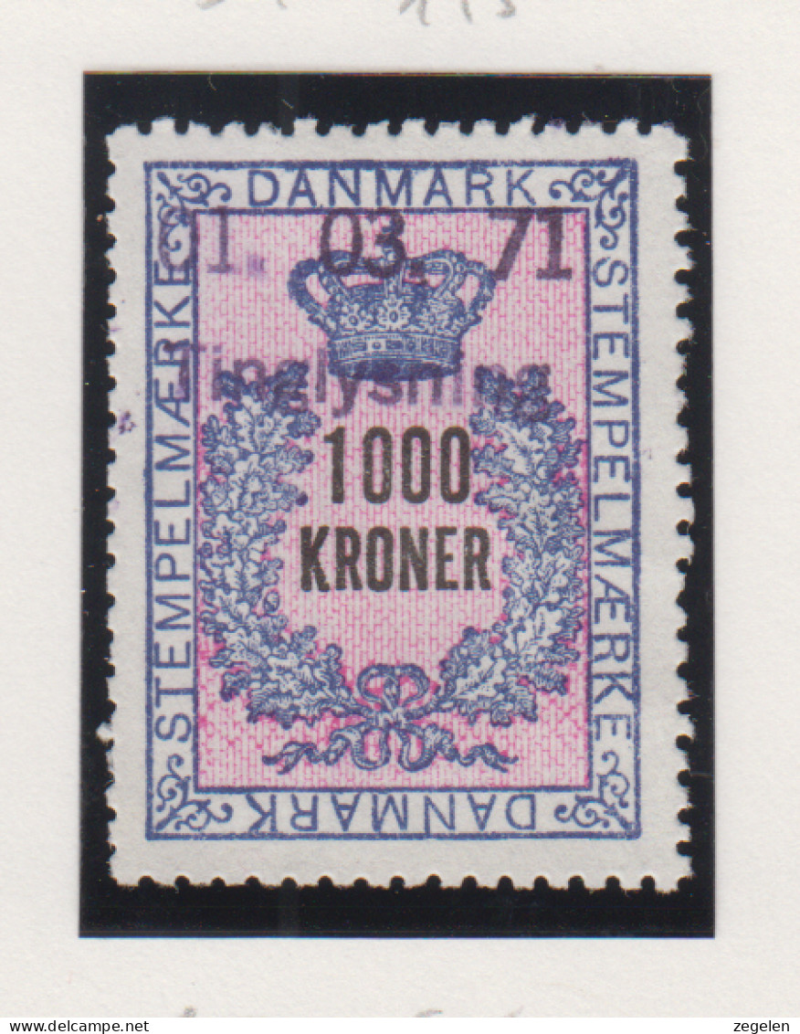 Denemarken Fiskale Zegel Cat. J.Barefoot Stempelmaerke Type 5 Nr.159 - Fiscales