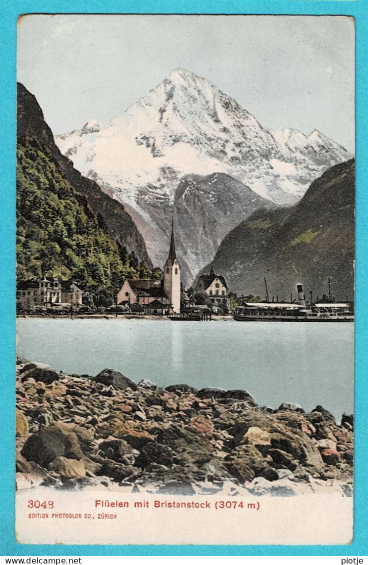 * Flüelen (Uri - Suisse - Schweiz) * (3048, Edition Photoglob Zurich) Bristenstock 3074 M, Couleur, Lac, Kirche, église - Flüelen