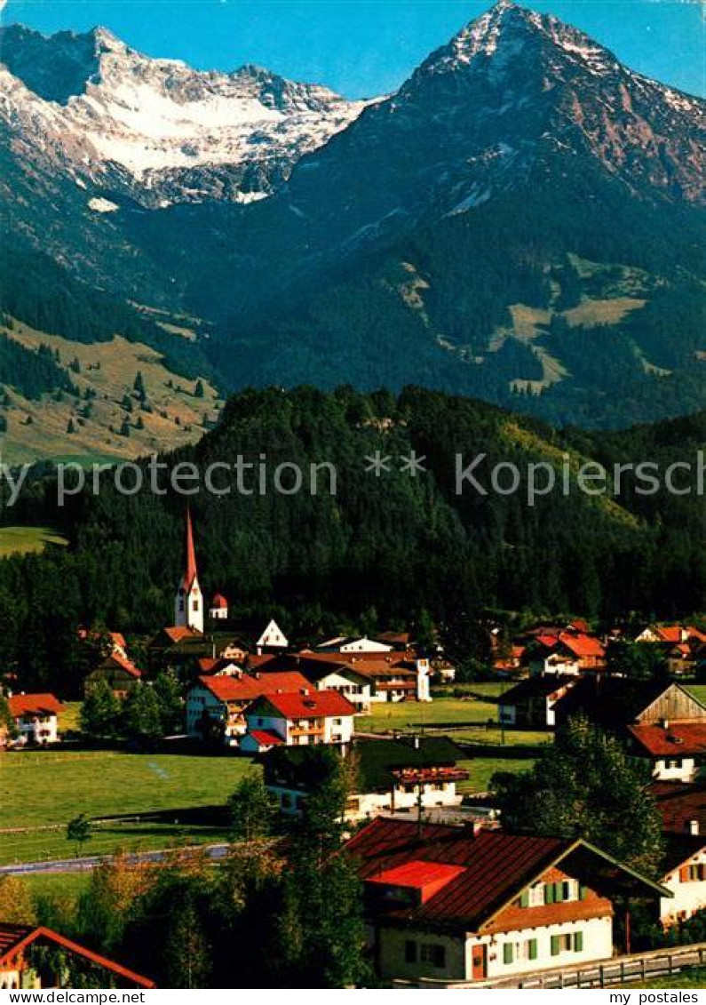 73071267 Fischen Allgaeu Ortsansicht Mit Kirche Blick Zum Rubihorn Nebelhorngrup - Fischen