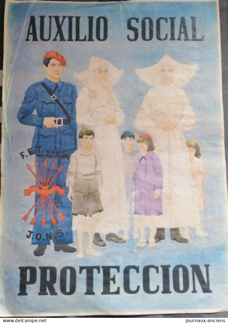 GUERRE D'ESPAGNE -1936 = 1939 - AFFICHE ESPAGNOL - AUXILO SOCIAL - PROTECCION - Affiches