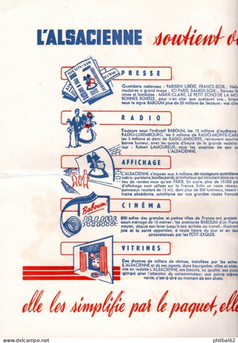 Grande Feuille De Buvard Publicitaire L'Alsacienne - Voeux 1955 En Double Page 32 X 25 Cm. - Süssigkeiten & Kuchen