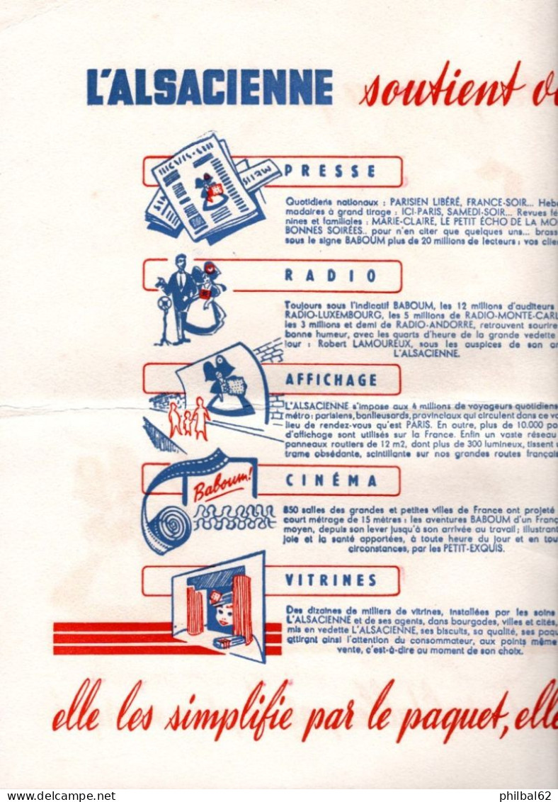 Grande Feuille De Buvard Publicitaire L'Alsacienne - Voeux 1955 En Double Page 32 X 25 Cm. - Sucreries & Gâteaux