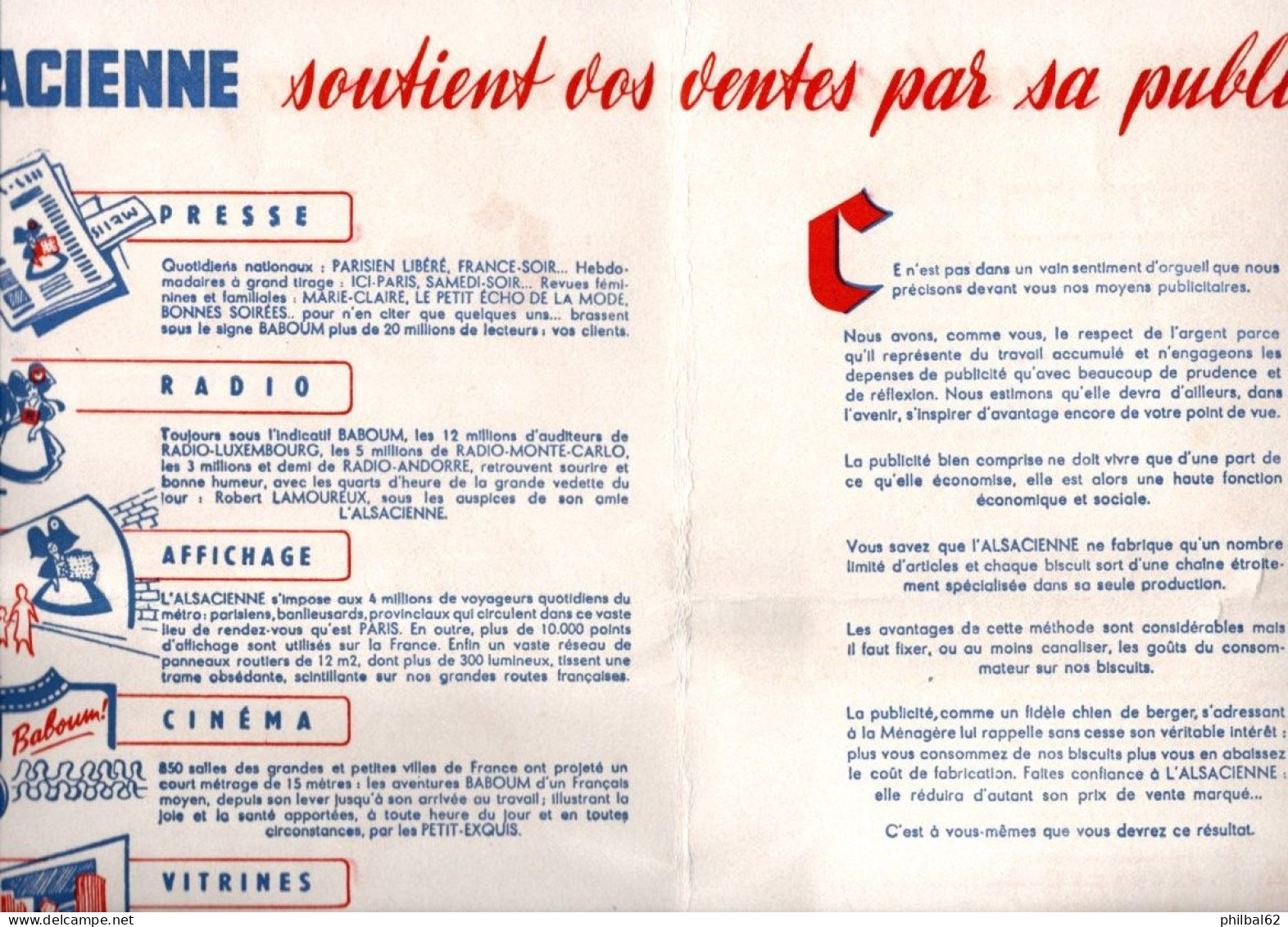 Grande Feuille De Buvard Publicitaire L'Alsacienne - Voeux 1955 En Double Page 32 X 25 Cm. - Süssigkeiten & Kuchen