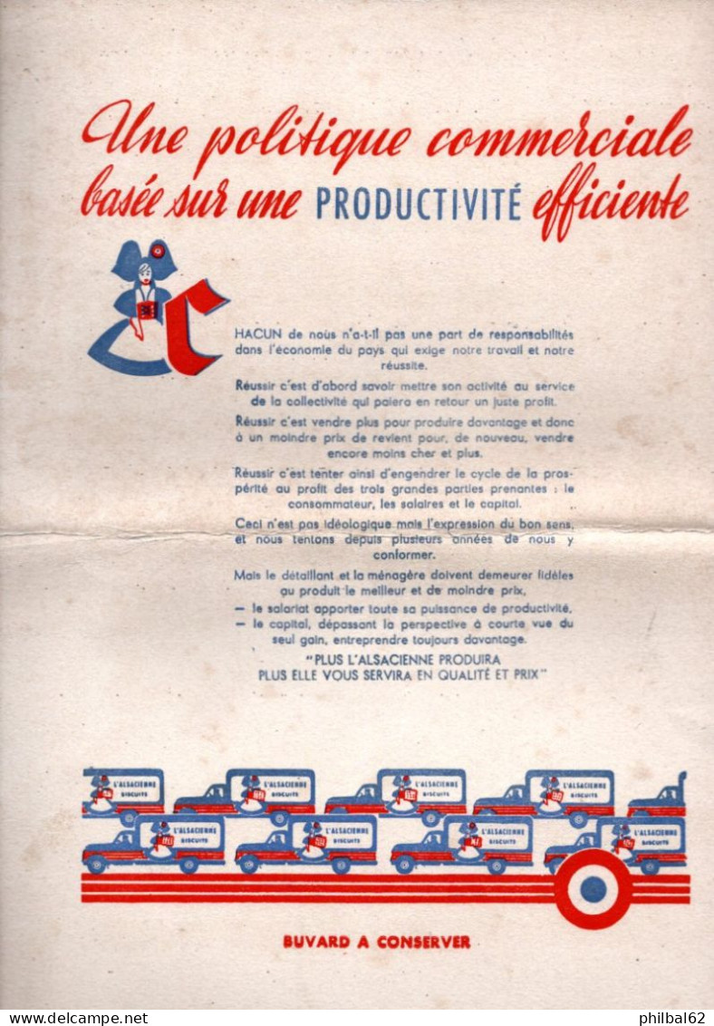 Grande Feuille De Buvard Publicitaire L'Alsacienne - Voeux 1955 En Double Page 32 X 25 Cm. - Caramelle & Dolci