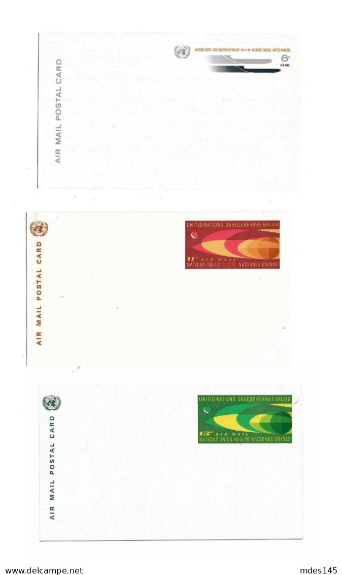 3 UN United Nations 1960s UXC5 UXC6 UXC7 Mint Air Mail Postal Card 8c 11c 13c - Other & Unclassified