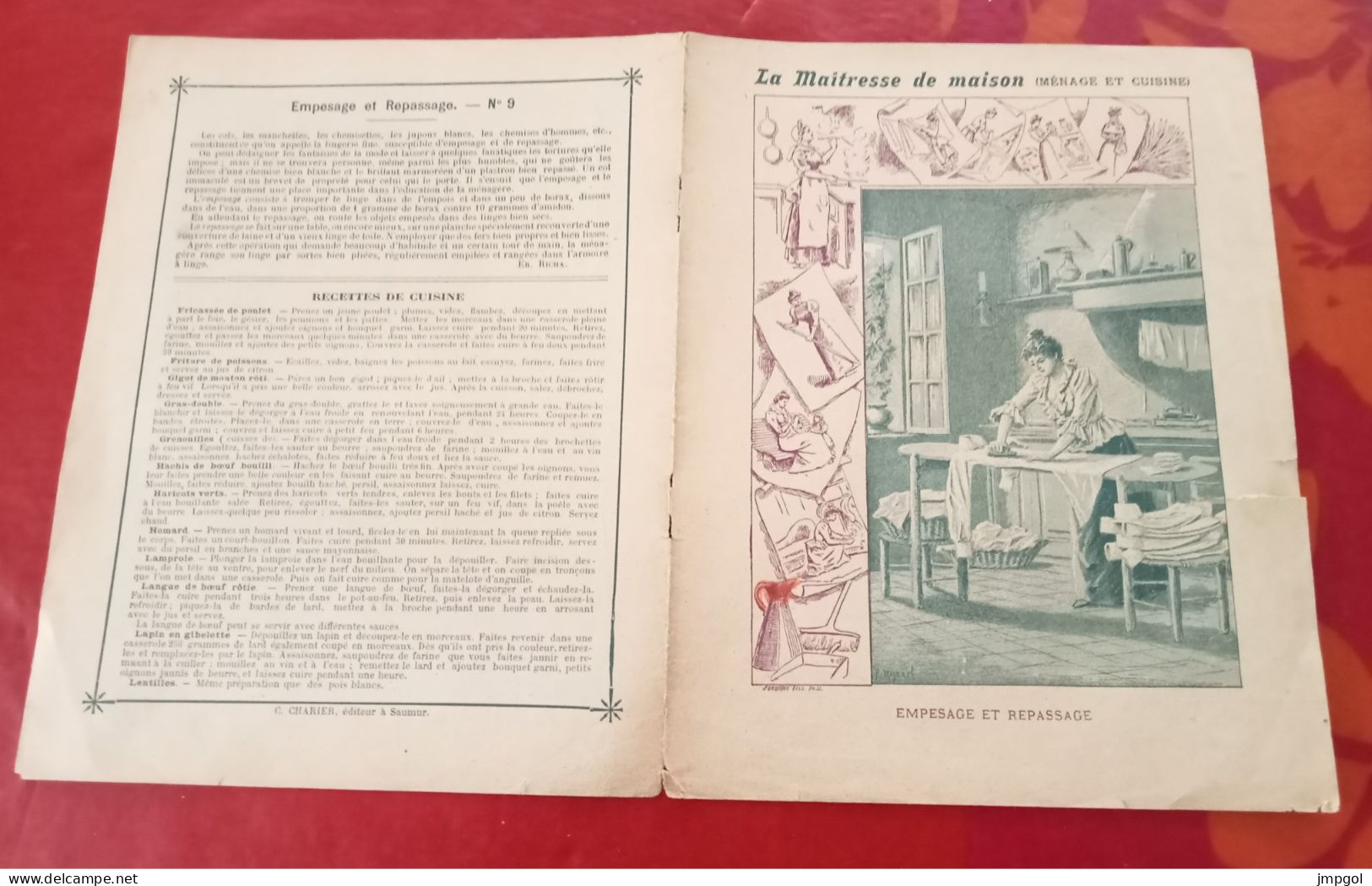 Couverture Cahier Écolier Série La Maîtresse De Maison (Ménage Et Cuisine) N° 9 Ménage Cuisine Repassage Empesage - Protège-cahiers