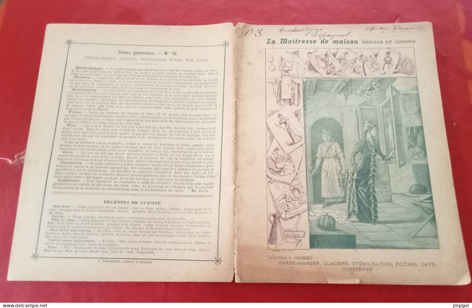 Cahier Écolier Entier Série La Maîtresse De Maison (Ménage Et Cuisine) N°16 Garde Manger Glacière Stérilisation Vin Cave - Copertine Di Libri