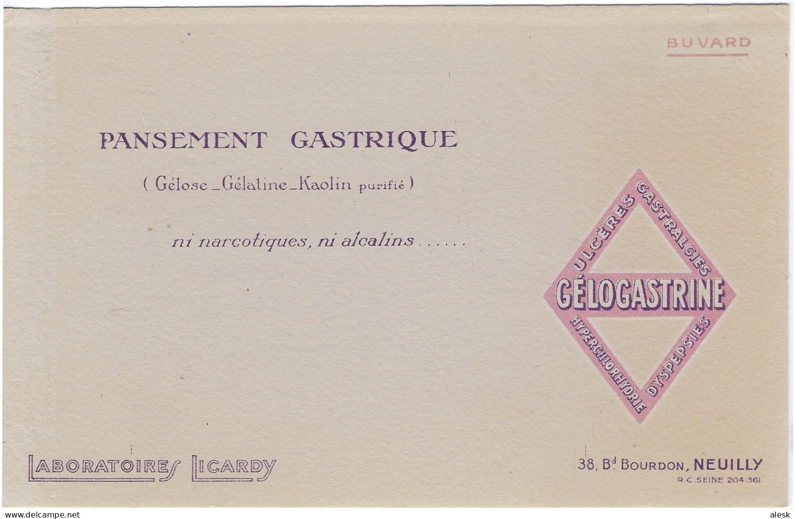 LABORATOIRES LICARDY - Gélogastrine - Pansement Gastrique - Chemist's