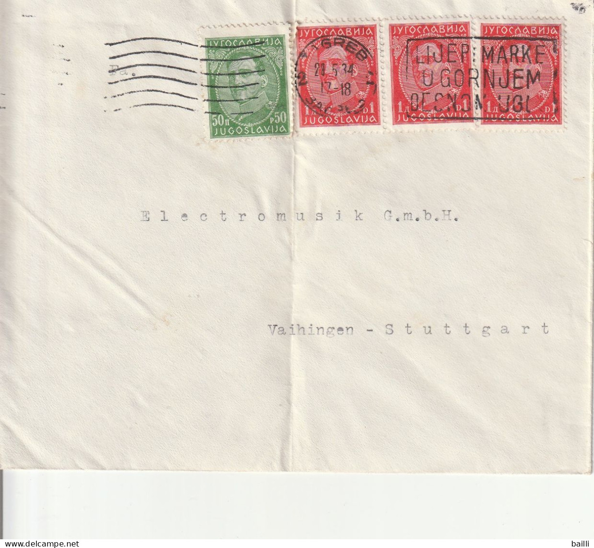 Yougoslavie Lettre Zagreb Pour L'Allemagne 1934 - Cartas & Documentos