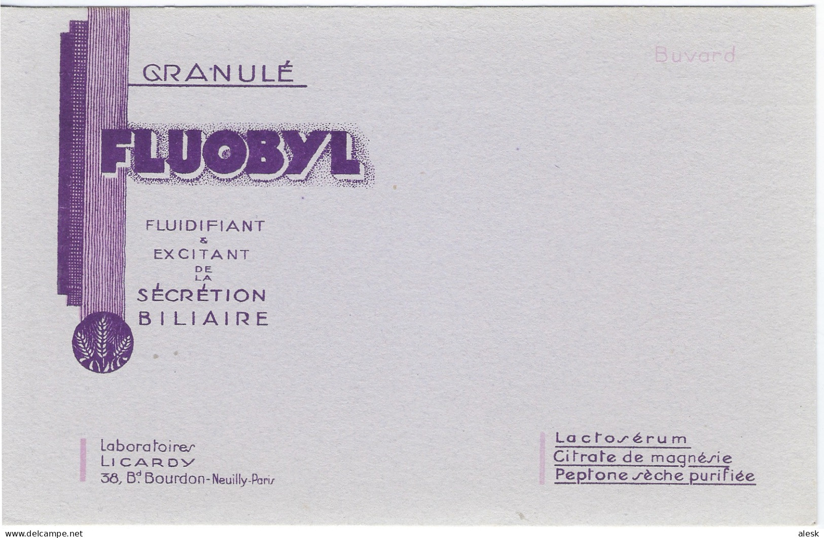 LABORATOIRES LICARDY - Fluobyl - Sécrétion Biliaire - Produits Pharmaceutiques