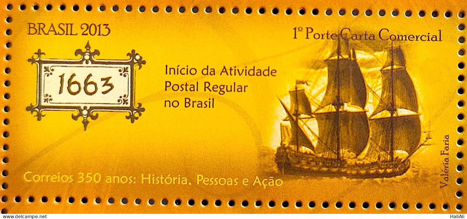 C 3249 Brazil Stamp 350 Years Of Correios 2013 Postal Service Ship - Unused Stamps