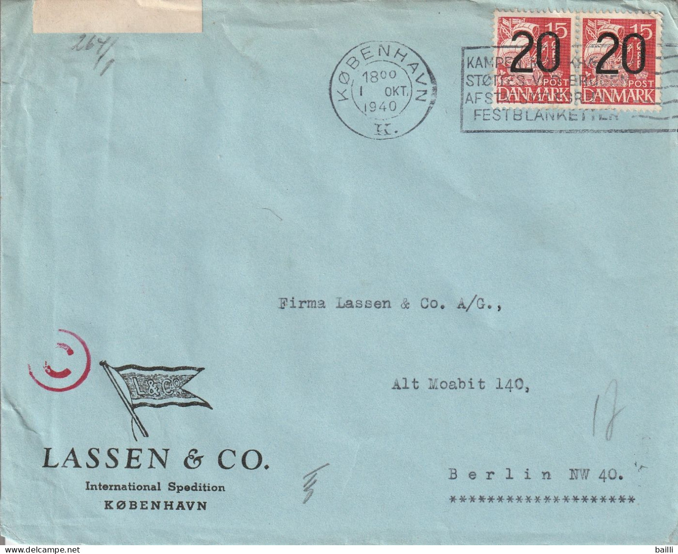 Danemark Lettre Censurée Pour L'Allemagne 1940 - Storia Postale