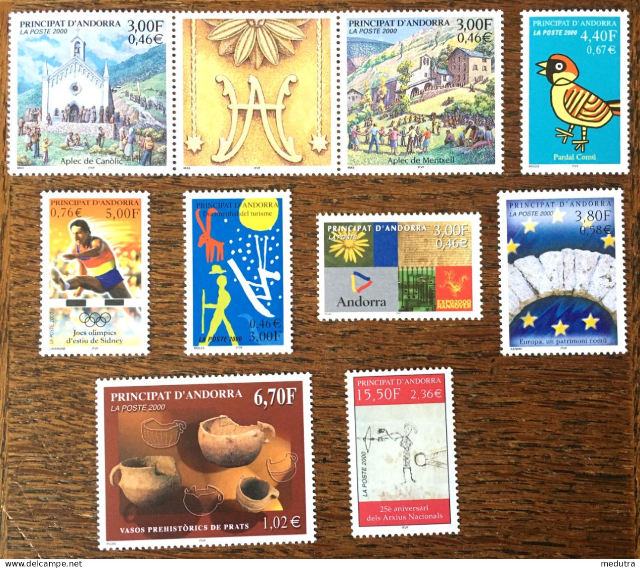 Andorre NEUF** Année Complète 2000 : 525 à 539 Dont Le 528 En Carnet De 10 Timbres - Unused Stamps