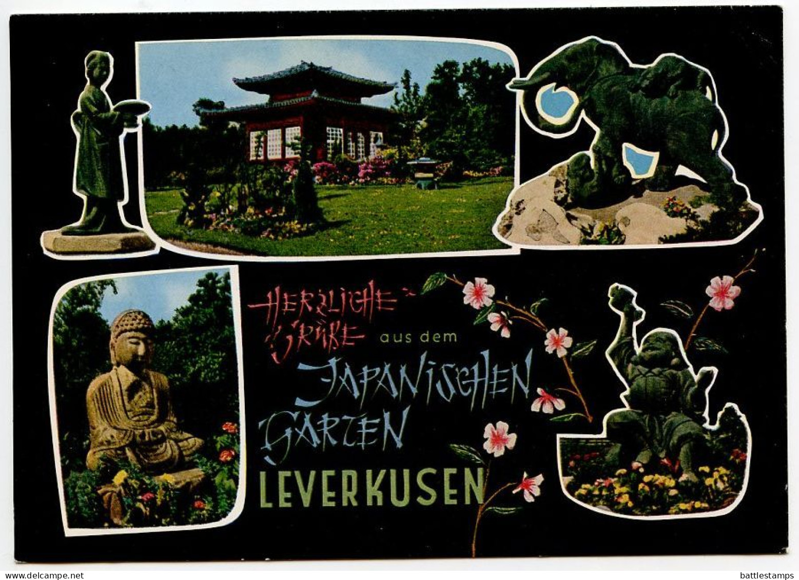 Germany, West 1988 8.8.88 Postcard Herzliche GruBe Aus Dem Japanischen Garten, Leverkusen - Leverkusen