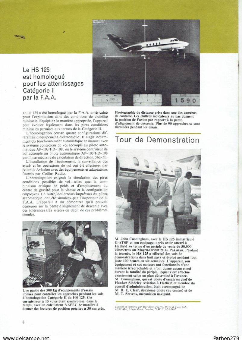 Brochure N°10 De Présentation De L'aéronef Hawker Siddeley HS-125 - Mai 1967 - Altri & Non Classificati