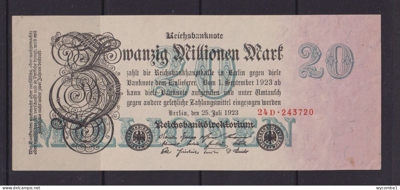 GERMANY - 1923 20 Millionen Mark AUNC Banknote - 20 Miljoen Mark