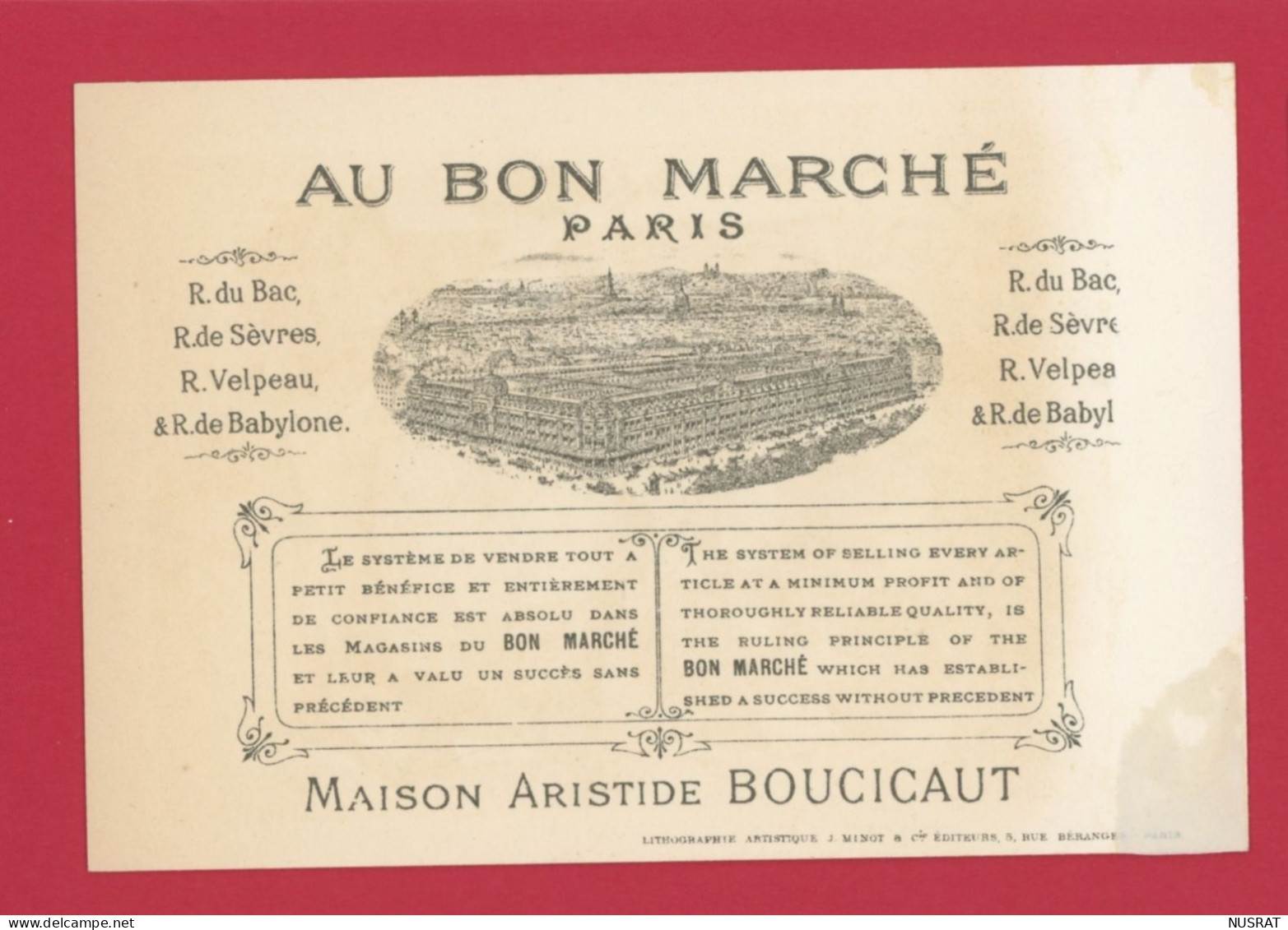 Au Bon Marché, Chromo Lith. J. Minot, Tapis De Perse - Au Bon Marché