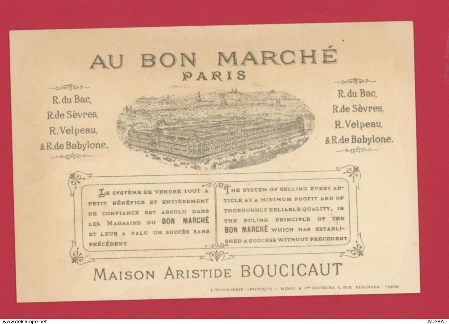 Au Bon Marché, Chromo Lith. J. Minot, Perles De Ceylan - Au Bon Marché