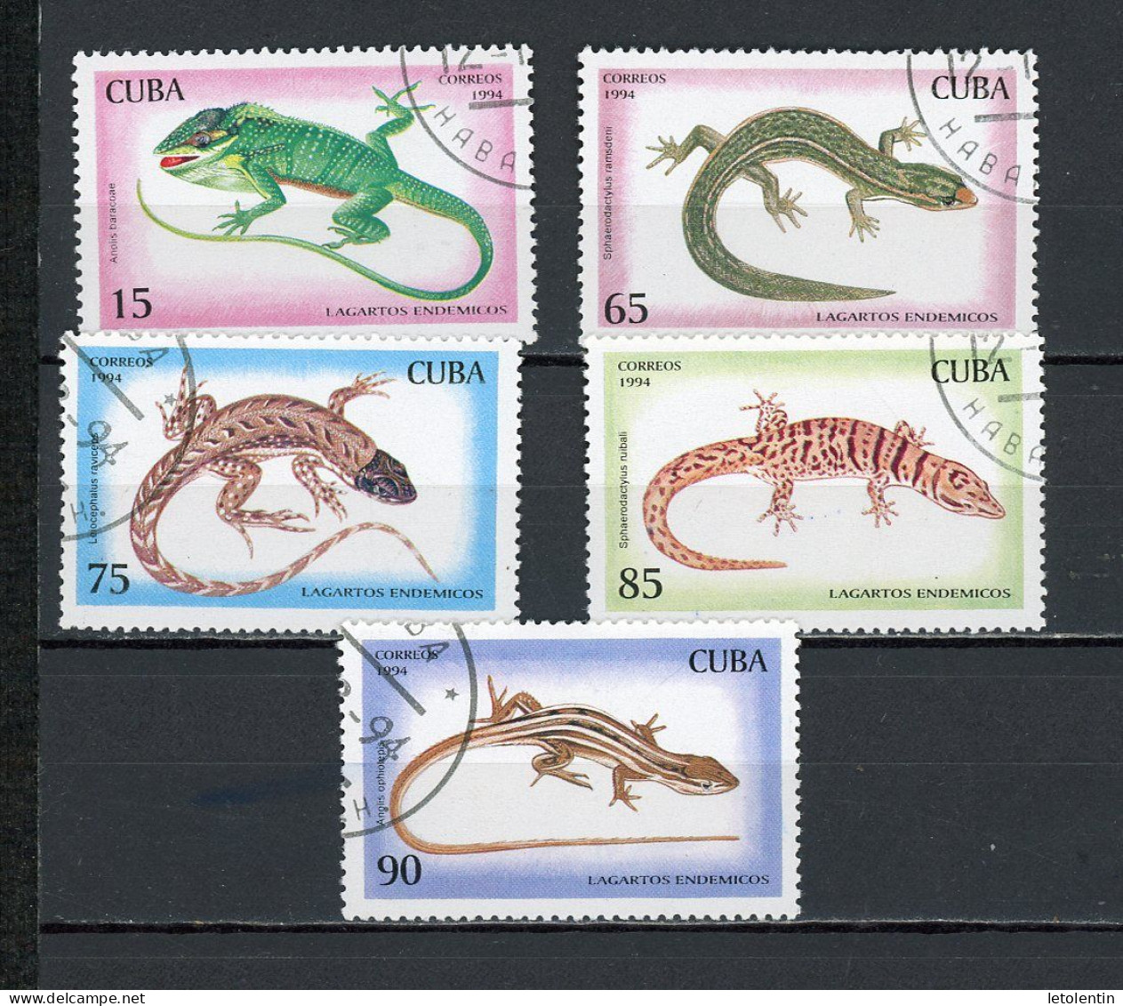 CUBA -  REPTILES  N°Yt  3412 / 3416 Obli. - Used Stamps