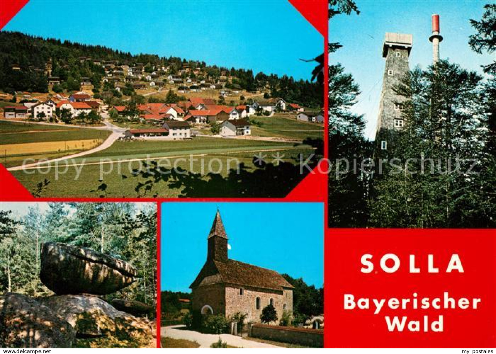 73068471 Solla Wald Panorama Stein Kirche Aussichtsturm Solla Wald - Freyung