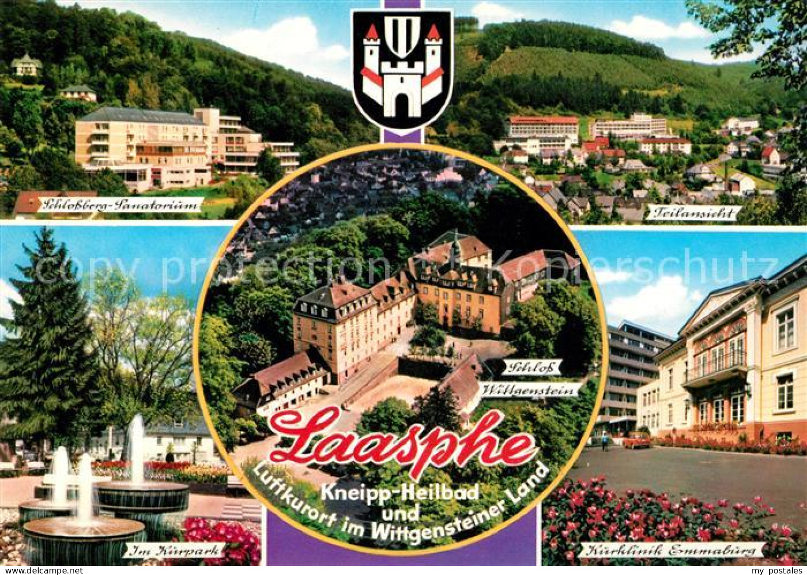 73068446 Laasphe Schlossberg Sanatorium Panorama Kurpark Schloss Wittgenstein Ku - Bad Laasphe