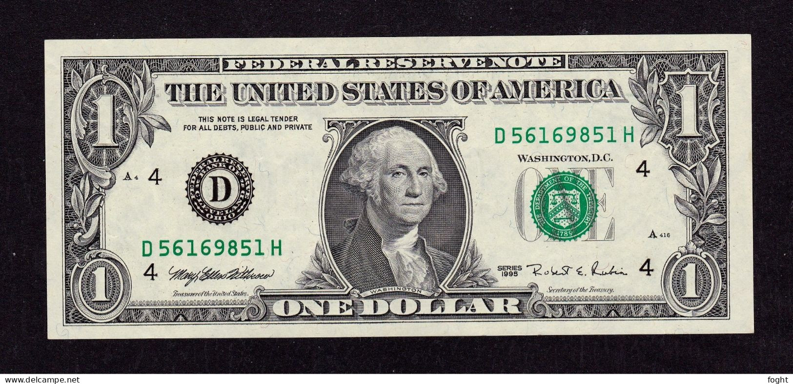 1995 D Federal Reserve Note One Dollar,P#496A - Biljetten Van De  Federal Reserve (1928-...)